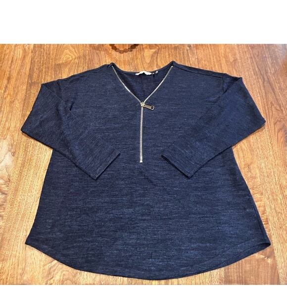 Soft Surroundings 2X Navy Blue, Long Sleeve Top, Zip Up,‎ Gold Tone. Womens Plus - Picture 1 of 7